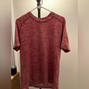 lululemon Metal Vent 1.0 Short Sleeve Shirt Surge Large Royal Ruby/White